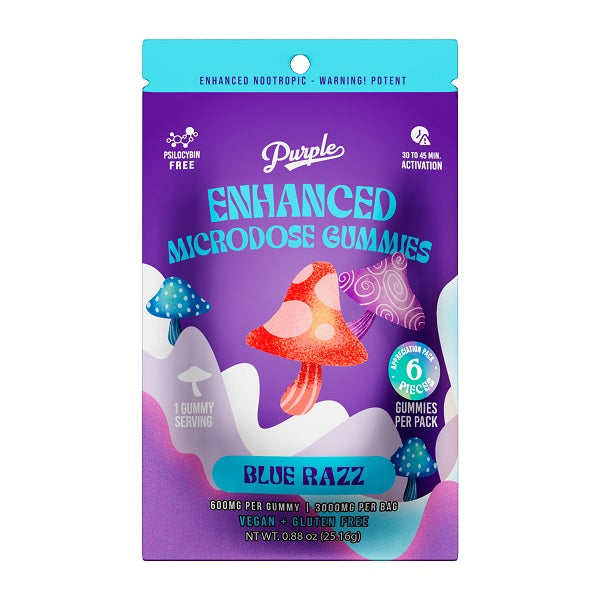 Purple Mushroom Enhanced Microdose Gummies | Blue Razz