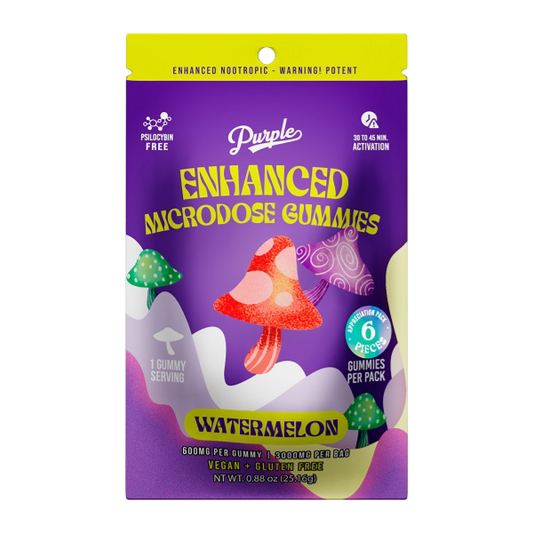 Purple Mushroom Enhanced Microdose Gummies | Watermelon