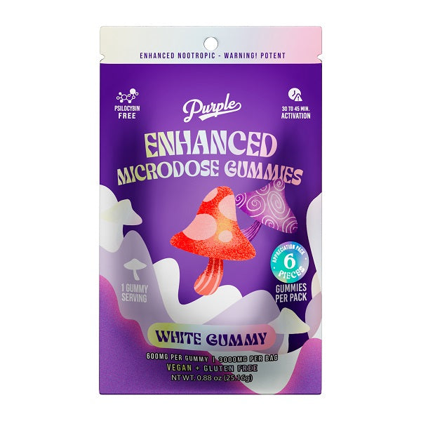 Purple Mushroom Enhanced Microdose Gummies | White Gummy