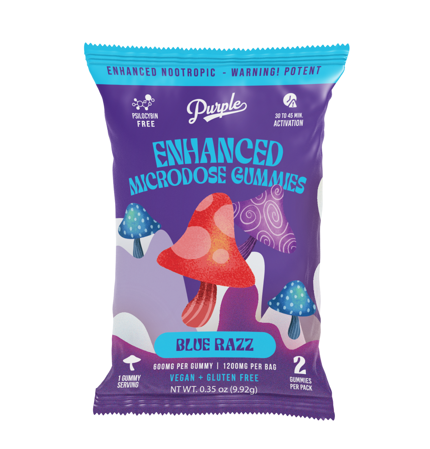 Purple Mushroom Enhanced Microdose Gummies | Blue Razz