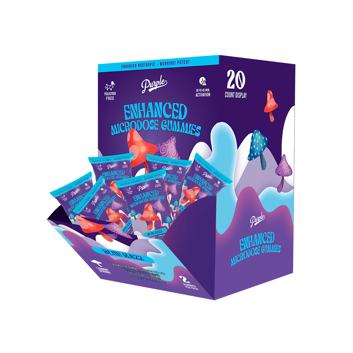Purple Mushroom Enhanced Microdose Gummies | Blue Razz