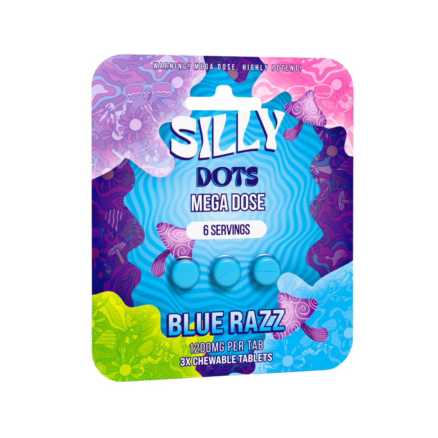 Blue Razz Silly Dots Mega Dose 1200mg Tabs | 3 Tabs