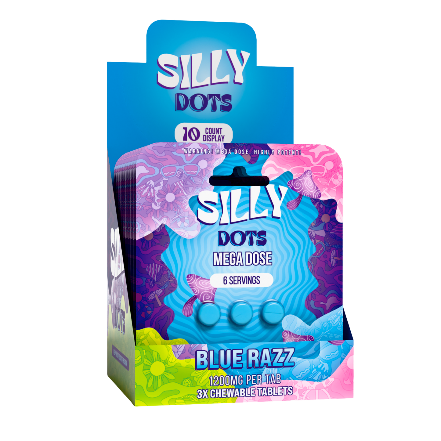Blue Razz Silly Dots Mega Dose 1200mg Tabs | 3 Tabs