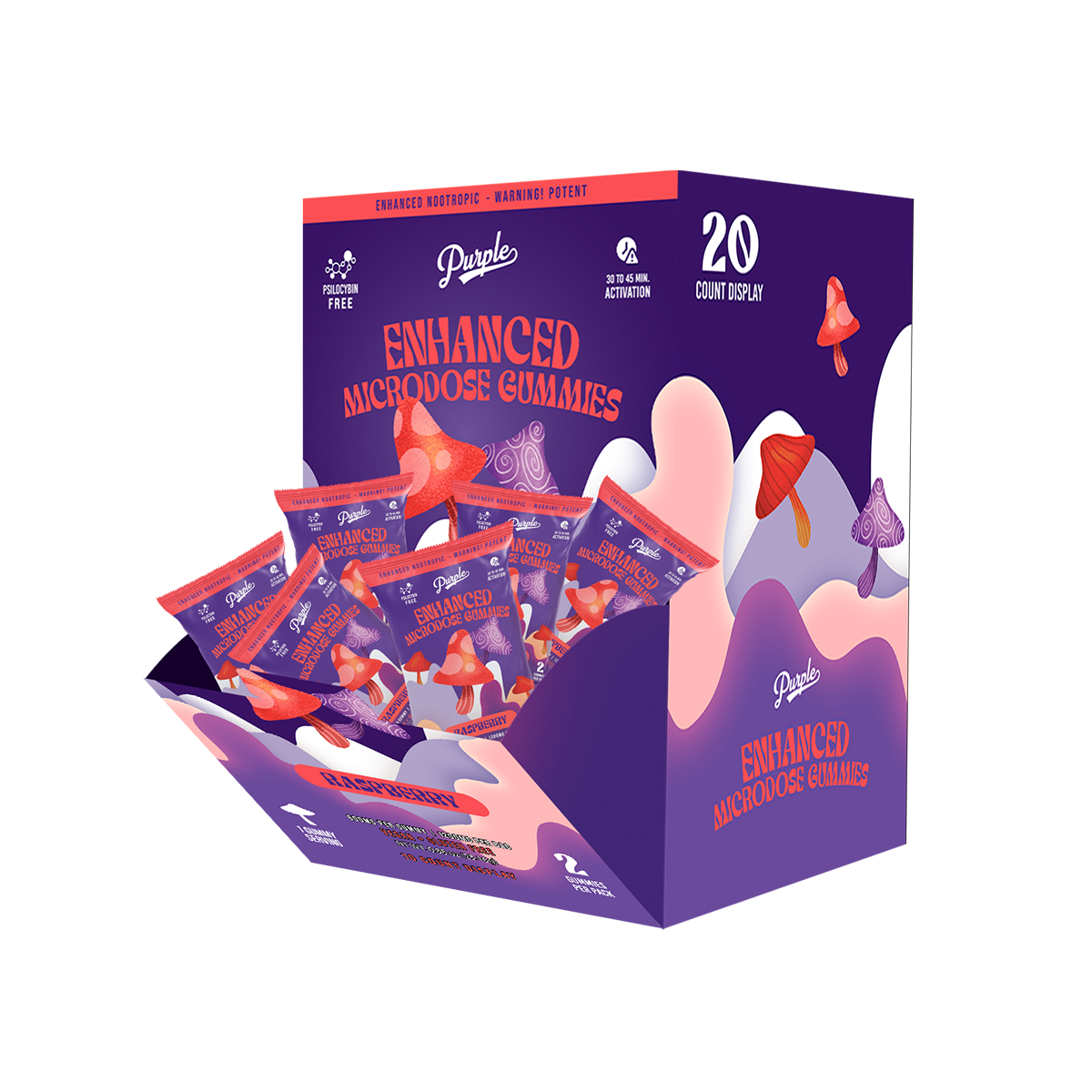 Purple Mushroom Enhanced Microdose Gummies | Raspberry