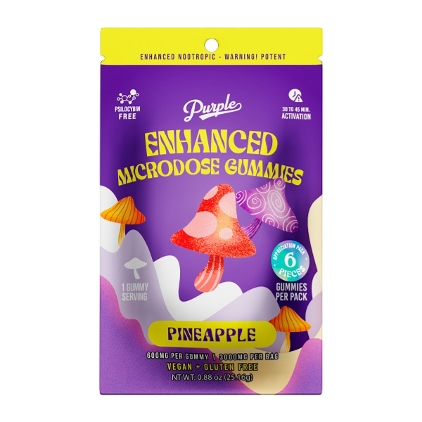 Purple Mushroom Enhanced Microdose Gummies | Pineapple