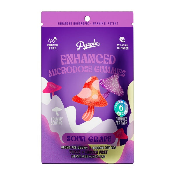 Purple Mushroom Enhanced Microdose Gummies | Sour Grape