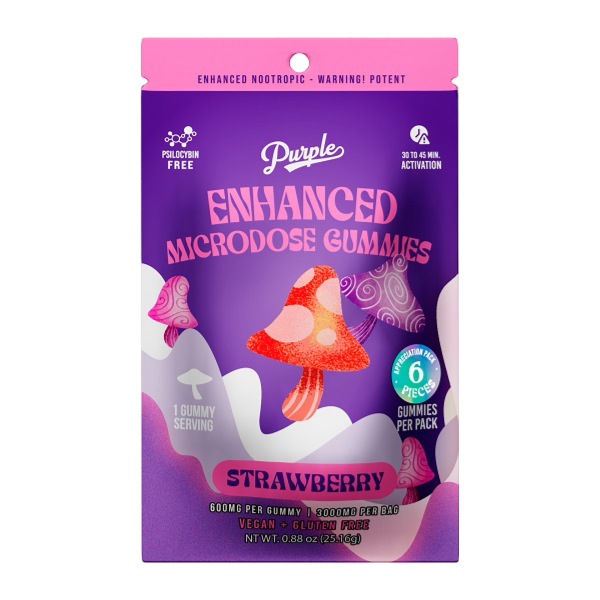 Purple Mushroom Enhanced Microdose Gummies | Strawberry