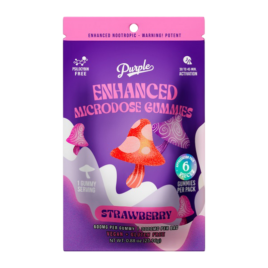 Purple Mushroom Enhanced Microdose Gummies | Strawberry