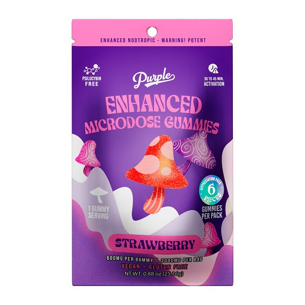 Purple Mushroom Enhanced Microdose Gummies | Strawberry