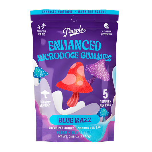 Purple Mushroom Enhanced Microdose Gummies | Blue Razz