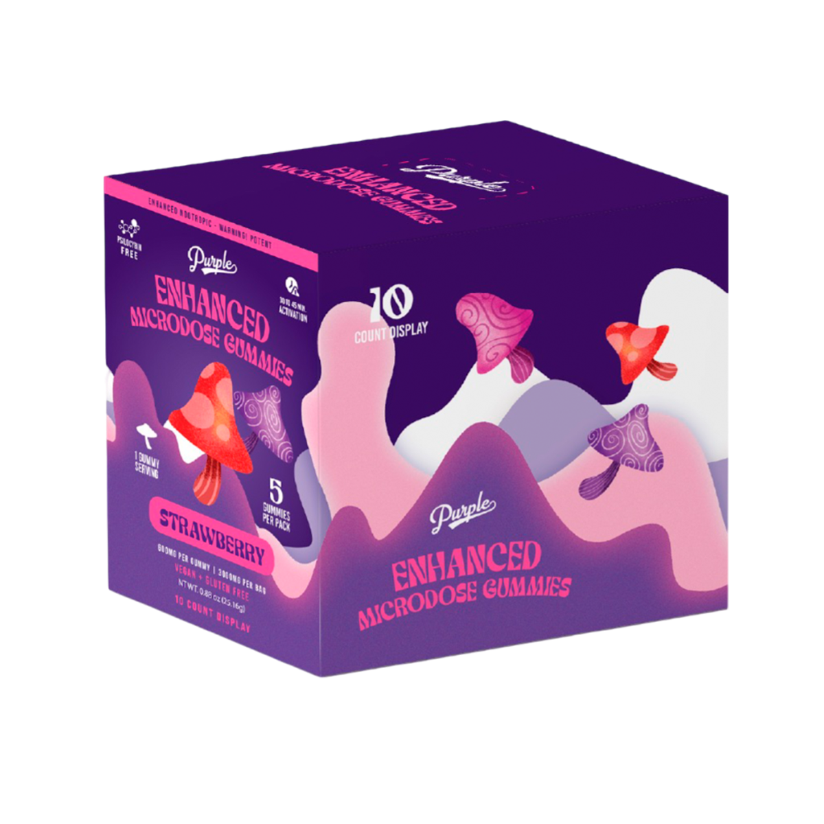 Purple Mushroom Enhanced Microdose Gummies | Strawberry