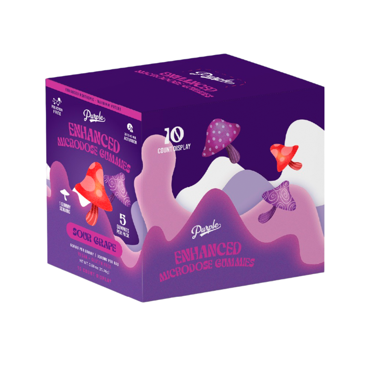 Purple Mushroom Enhanced Microdose Gummies | Sour Grape