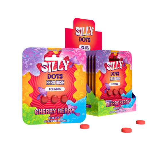 Party Pack | Silly Dots Hero Dose 1800mg Tabs | 3 Tabs | Cherry Berry | 10 Count Display