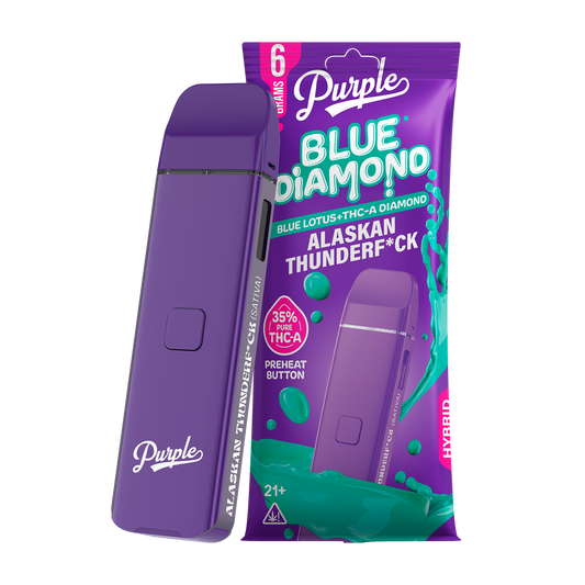 Purple Blue Diamond Disposable | THCA | 6 Grams | Alaskan Thunderf*ck (Sativa)