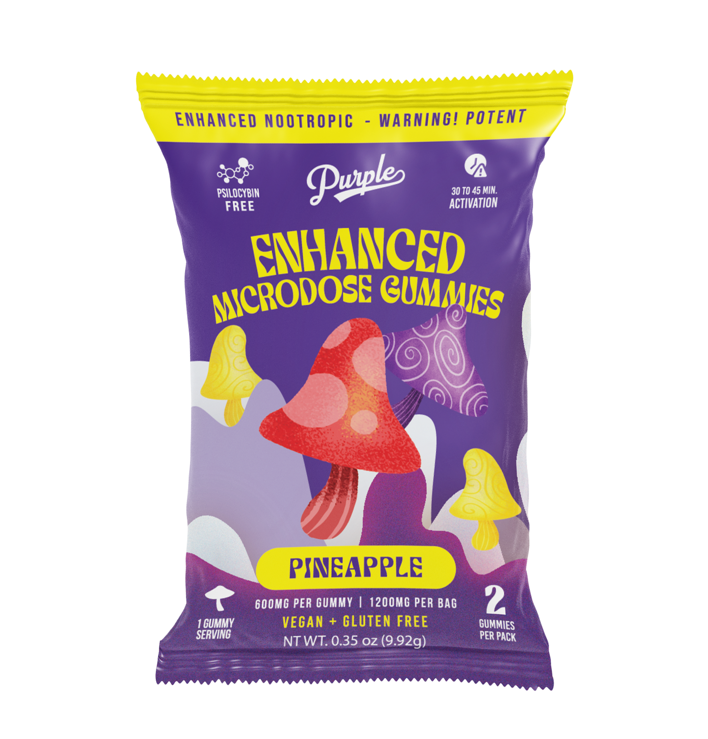 Purple Mushroom Enhanced Microdose Gummies | Pineapple
