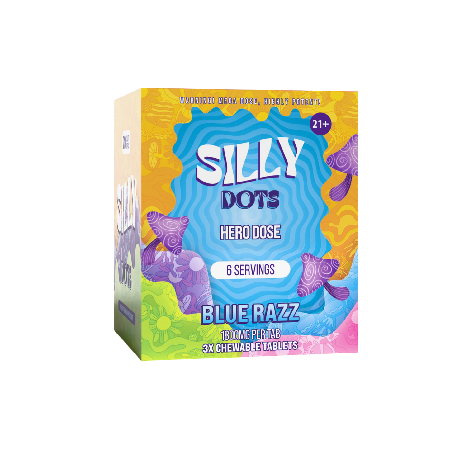 Party Pack | Silly Dots Hero Dose 1800mg Tabs | 3 Tabs | Blue Razz | 10 Count Display