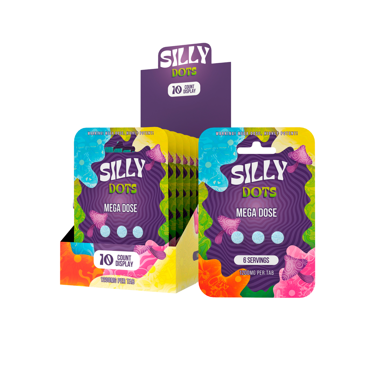 Party Pack | Silly Dots Mega Dose 1200mg Tabs | 3 Pack | 10 Count Display
