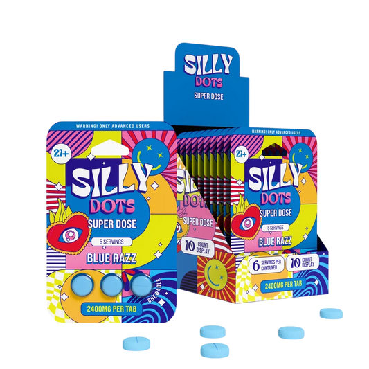 Party Pack | Silly Dots Super Dose 2400mg Tabs | 3 Pack | Blue Razz | 10 Count Display