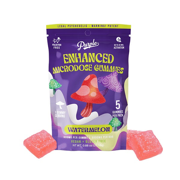 Purple Mushroom Enhanced Microdose Gummies | Watermelon